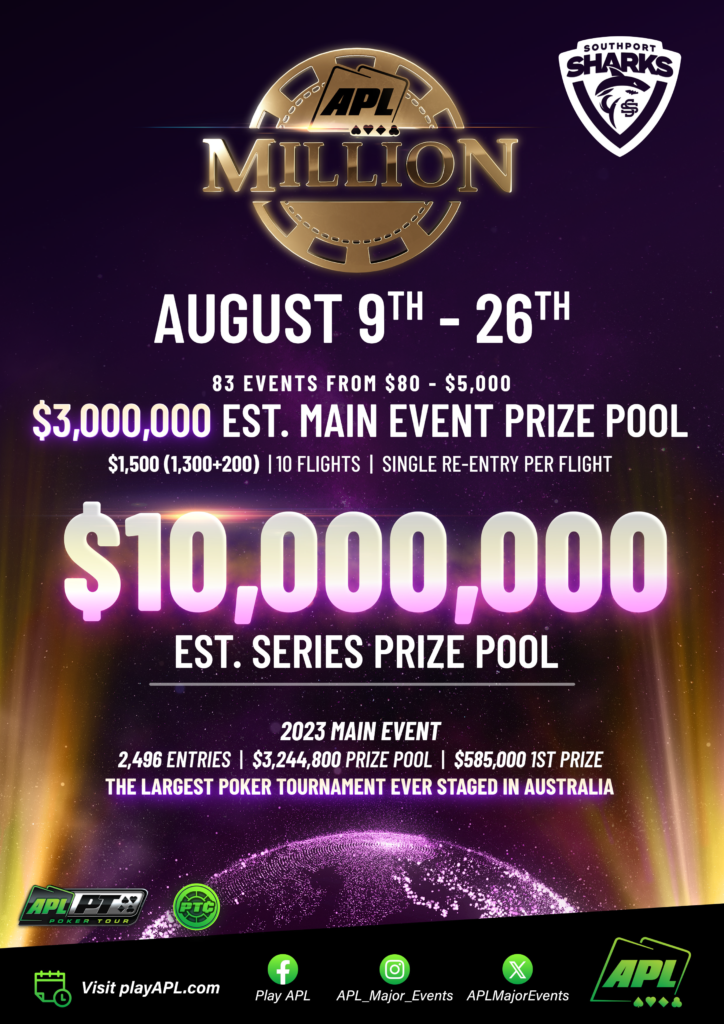 호주에서 열린 역대 최대 규모의 포커 대회 APL 밀리언 8/9~8/26 2024