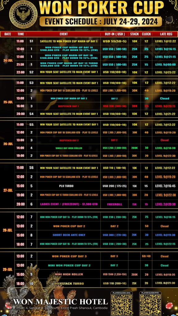 WON POKER CUP 7/24~7/29 (캄보디아, 시아누크빌)