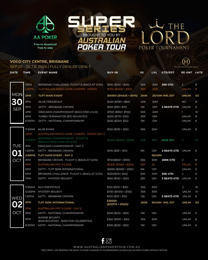 9/27~10/6 슈퍼시리즈와 함께하는 호주 포커투어​