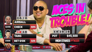 닉 에어볼이 고수익 포커에서 포켓 에이스를 상대로 플러시를 날립니다!