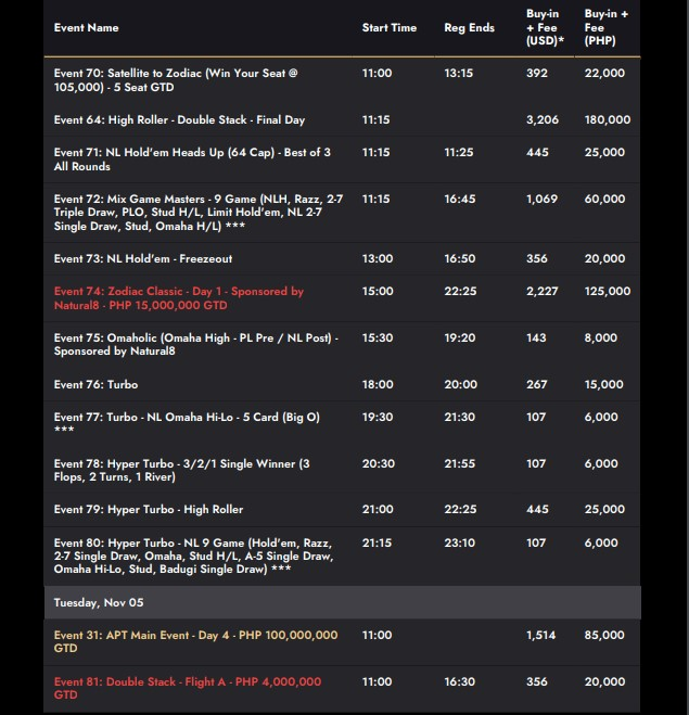 10/28~11/7 APT 마닐라 2024 이벤트