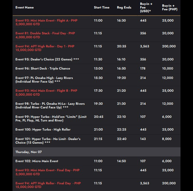 10/28~11/7 APT 마닐라 2024 이벤트