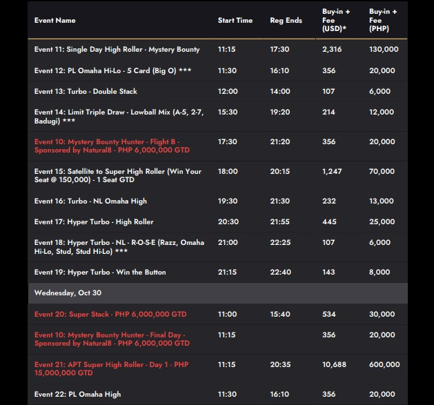 10/28~11/7 APT 마닐라 2024 이벤트