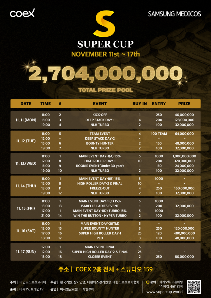 11/11~11/17 슈퍼컵 서울 대회 일정