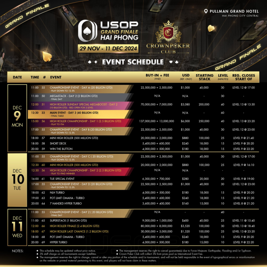 11/29~12/11 포커 하이퐁의 U 시리즈 - 그랜드 피날레