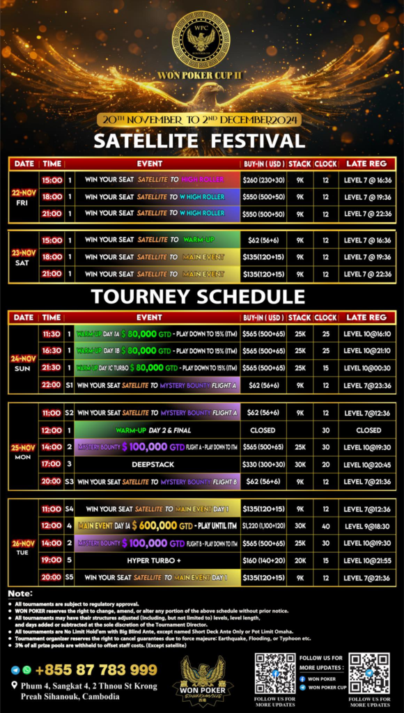 11/23~12/1 WON 포커 컵 II