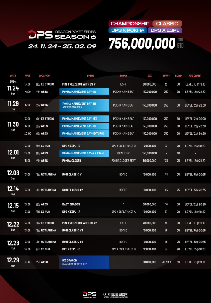 11/24~2/9 DPS 시즌6 경기 일정