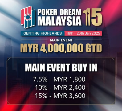 1/16~1/26 포커 드림 말레이시아 15 (젠팅, 말레이시아) 메인 이벤트 MYR4M