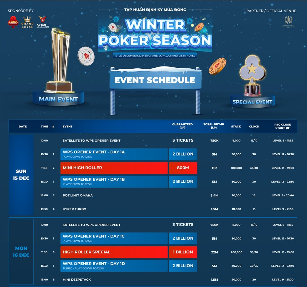 12/15~12/22 베트남의 겨울 포커 시리즈