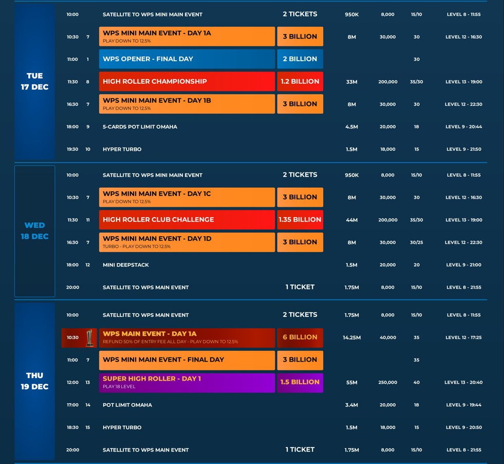 12/15~12/22 베트남의 겨울 포커 시리즈