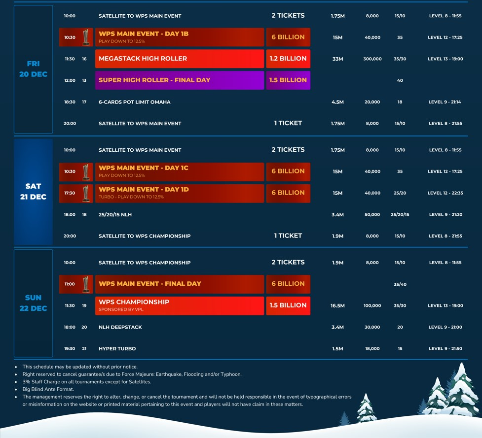 12/15~12/22 베트남의 겨울 포커 시리즈