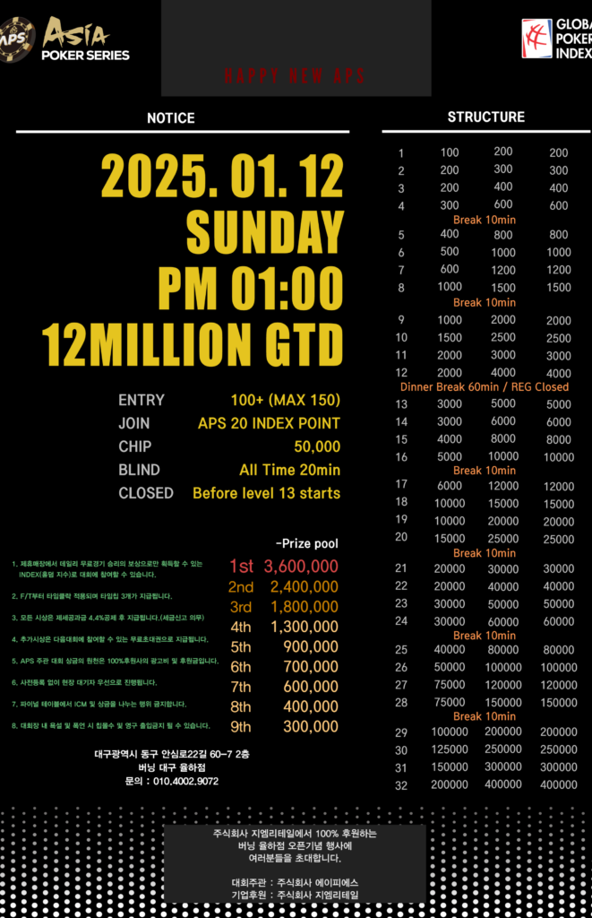 1/12 웰컴 2025 APS 시작 대회 일정