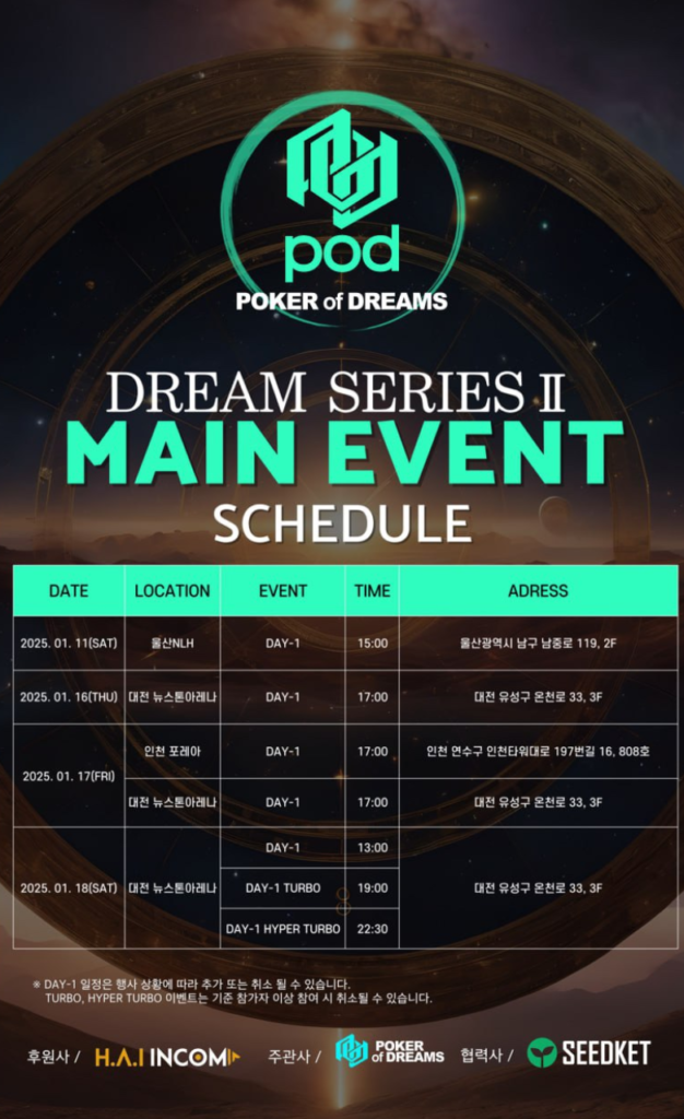 1/16~1/19 포드 드림 시리즈 II 대회 일정