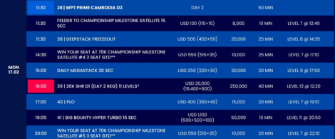 2월 6일~2월 24일 나가월드 PHNOM PEN에서 캄보디아 WPT