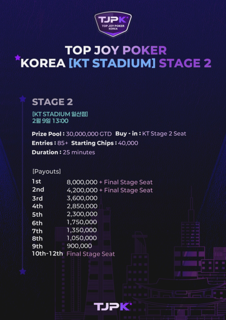 1월 19일~2월 15일 최고의 조이 포커 코리아 2025 투어 일정