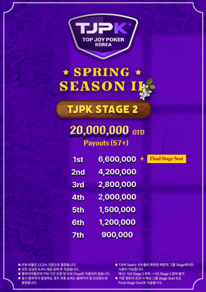 4월 6일부터 5월 31일까지 TJPK 봄 시즌 2 토너먼트 일정