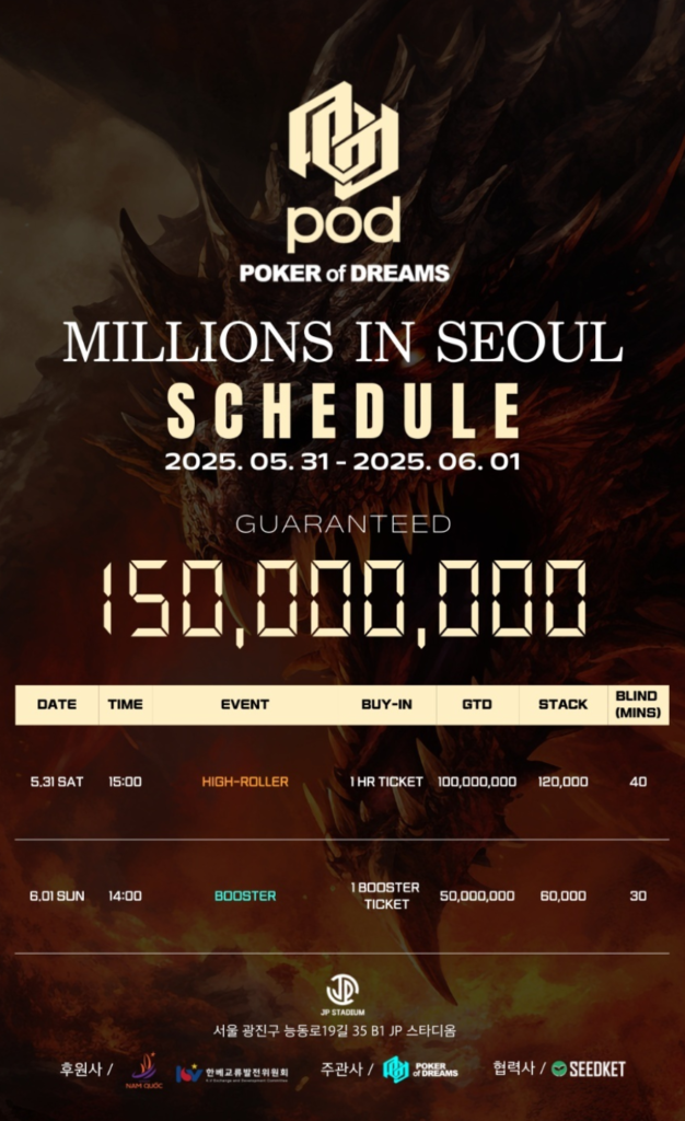 5월 31일 ~ 6월 1일 POD 밀리언스 서울 대회 일정