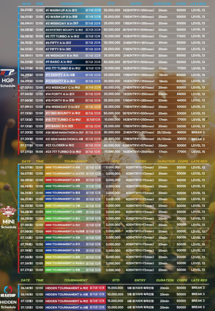 6월 1일 ~ 7월 27일 HGP 윈드 시리즈 대회 일정