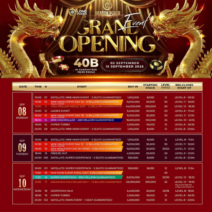 9월 5일 ~ 9월 15일 롱 포커 투어 하노이 일정