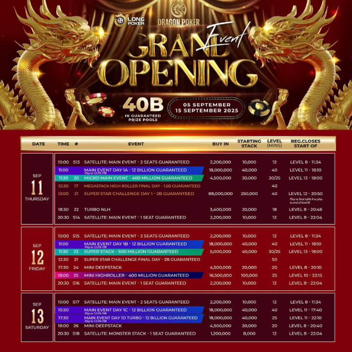 9월 5일 ~ 9월 15일 롱 포커 투어 하노이 일정