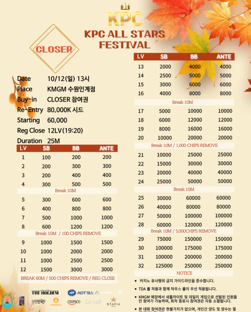 10월 10일~10월 12일 KPC 올스타 페스티벌 일정
