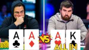 WPT 파이널 테이블에서 포켓 에이스 vs 에이스 킹, 19,550,000칩 맞대결