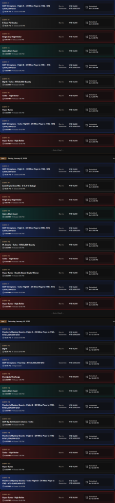 1월 8일~1월 28일 GOP 타이베이 2026, 보장 상금 NT$4,200만