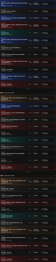 1월 8일~1월 28일 GOP 타이베이 2026, 보장 상금 NT$4,200만