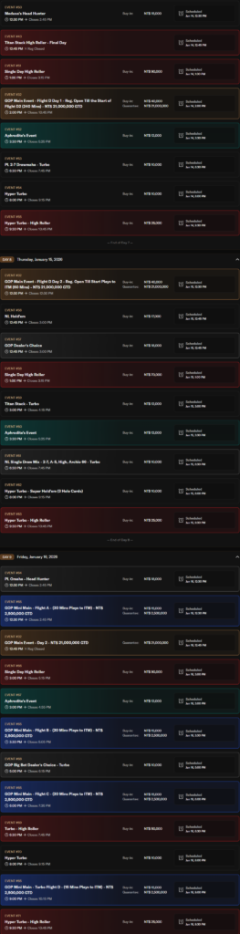 1월 8일~1월 28일 GOP 타이베이 2026, 보장 상금 NT$4,200만