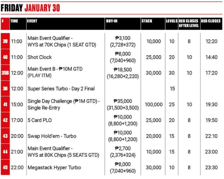 1월 23일 ~ 2월 1일, 마닐라 슈퍼 시리즈 23 – 오카다 마닐라 개최