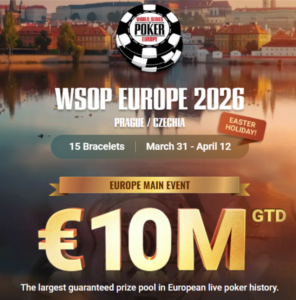 3월 31일~4월 12일 WSOP 유럽 2026 메인 이벤트 €1,000만 보장