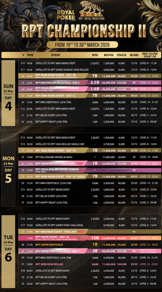 03/19~03/30 베트남 하노이에서 개최되는 로열 포커 투어 챔피언십 II